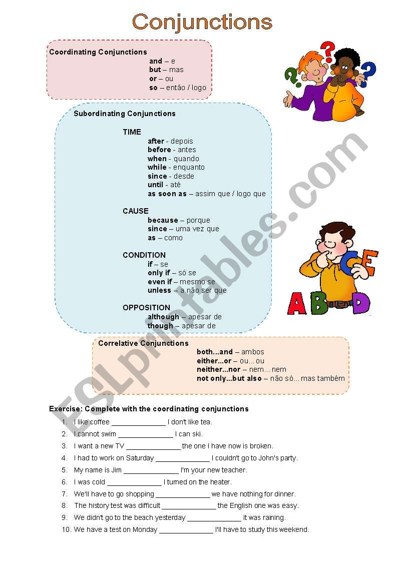 Conjunctions Worksheet worksheet