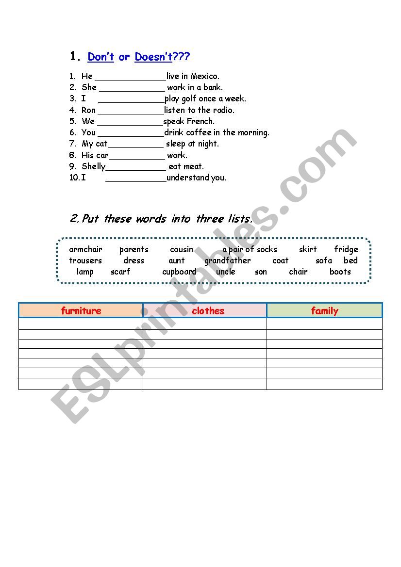 Simple present worksheet