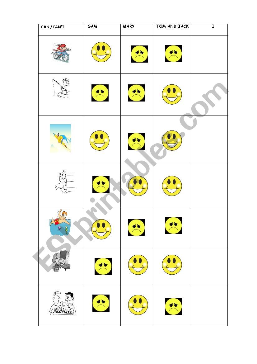 Can/ Cant worksheet