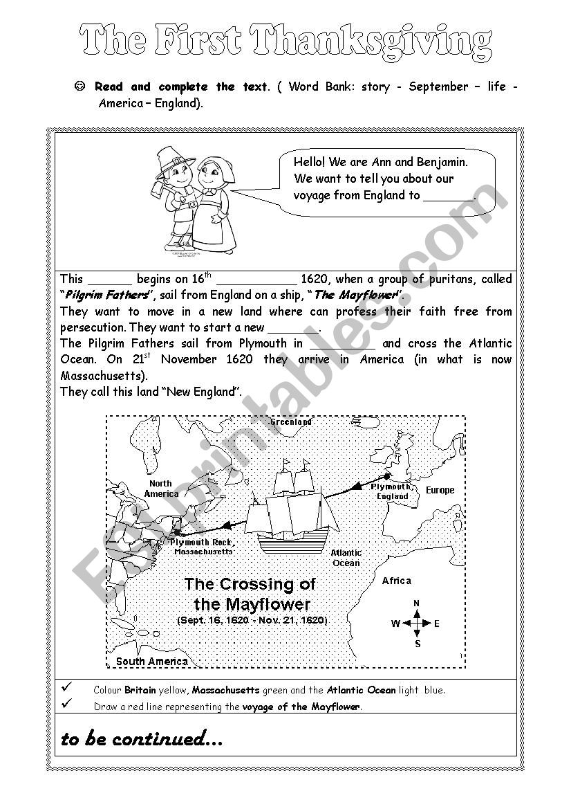 Thanksgiving part 1/2 worksheet