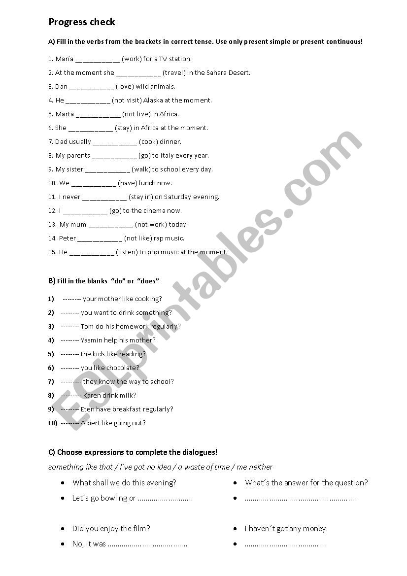 Present tenses, jobs, occupations