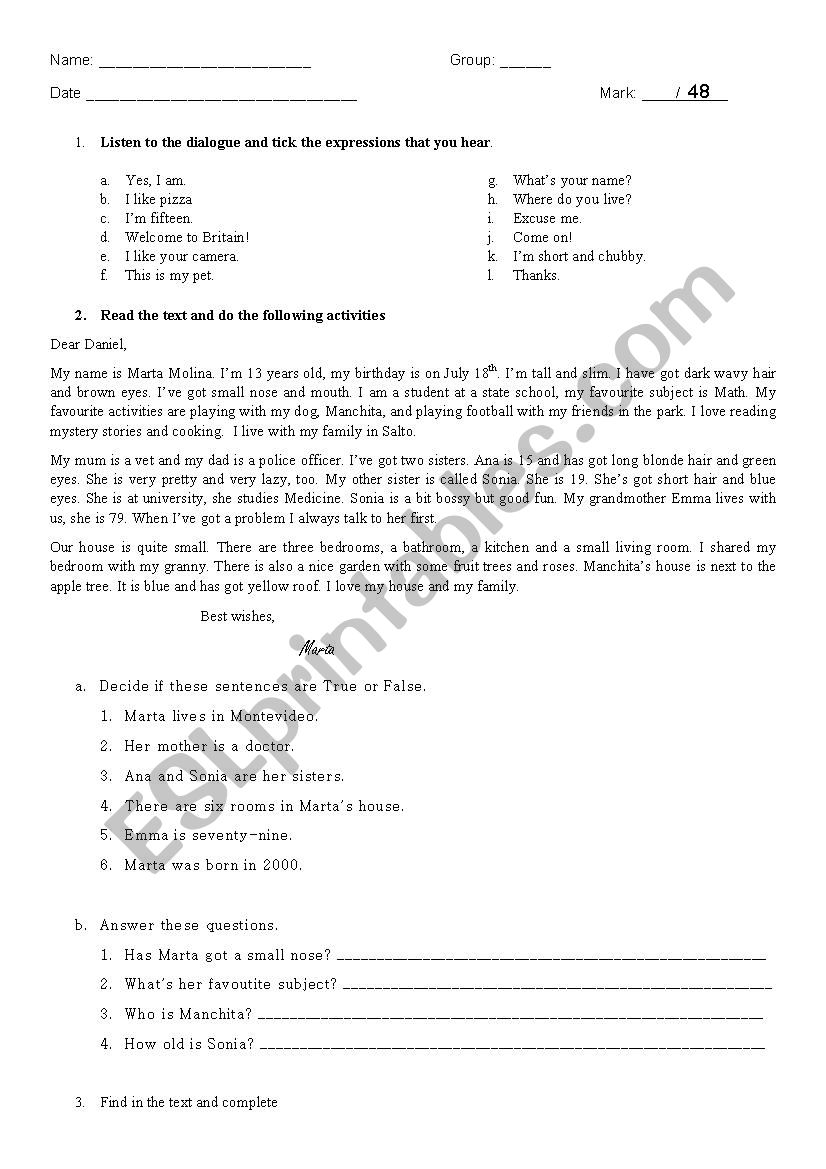 revision beginners worksheet