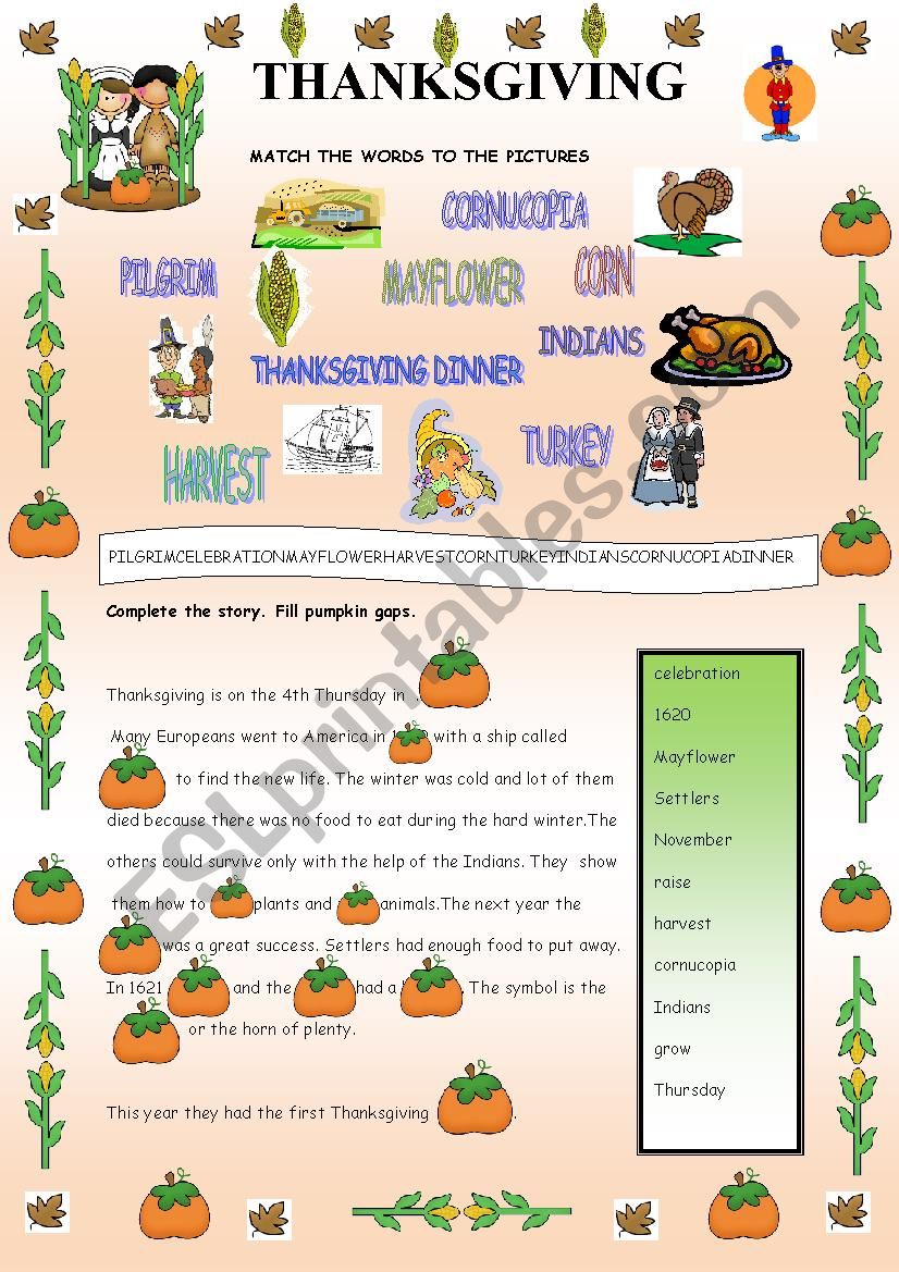 THANKSGIVING worksheet