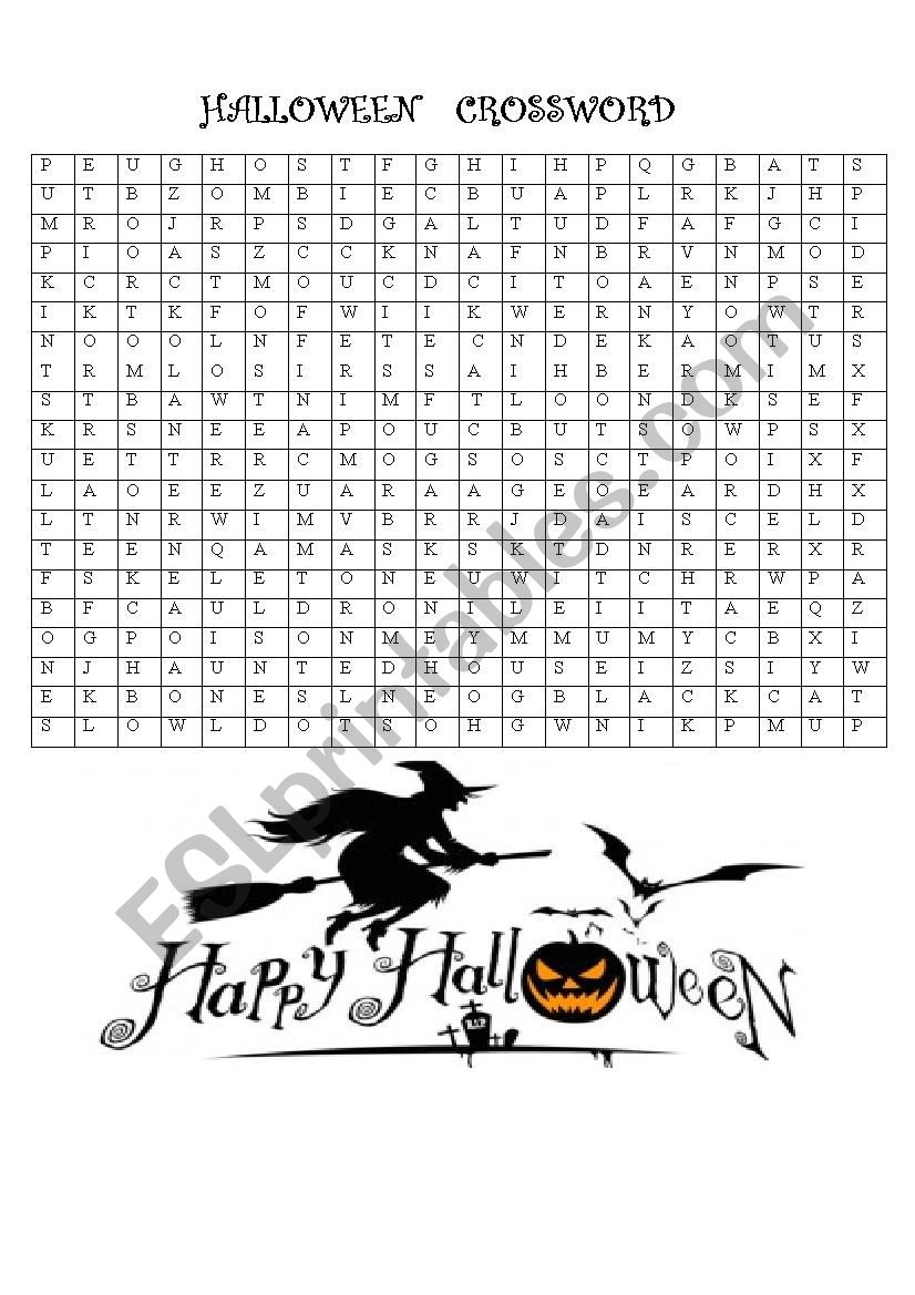 Halloween crossword worksheet