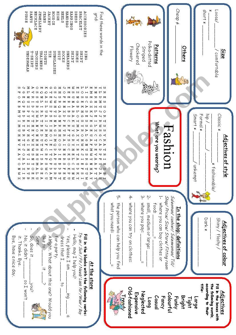 Fashion worksheet