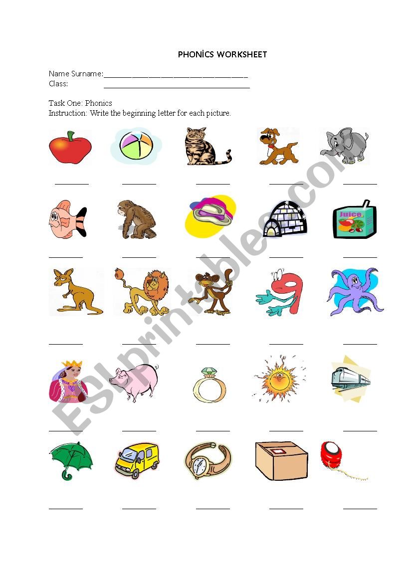 phonics worksheet