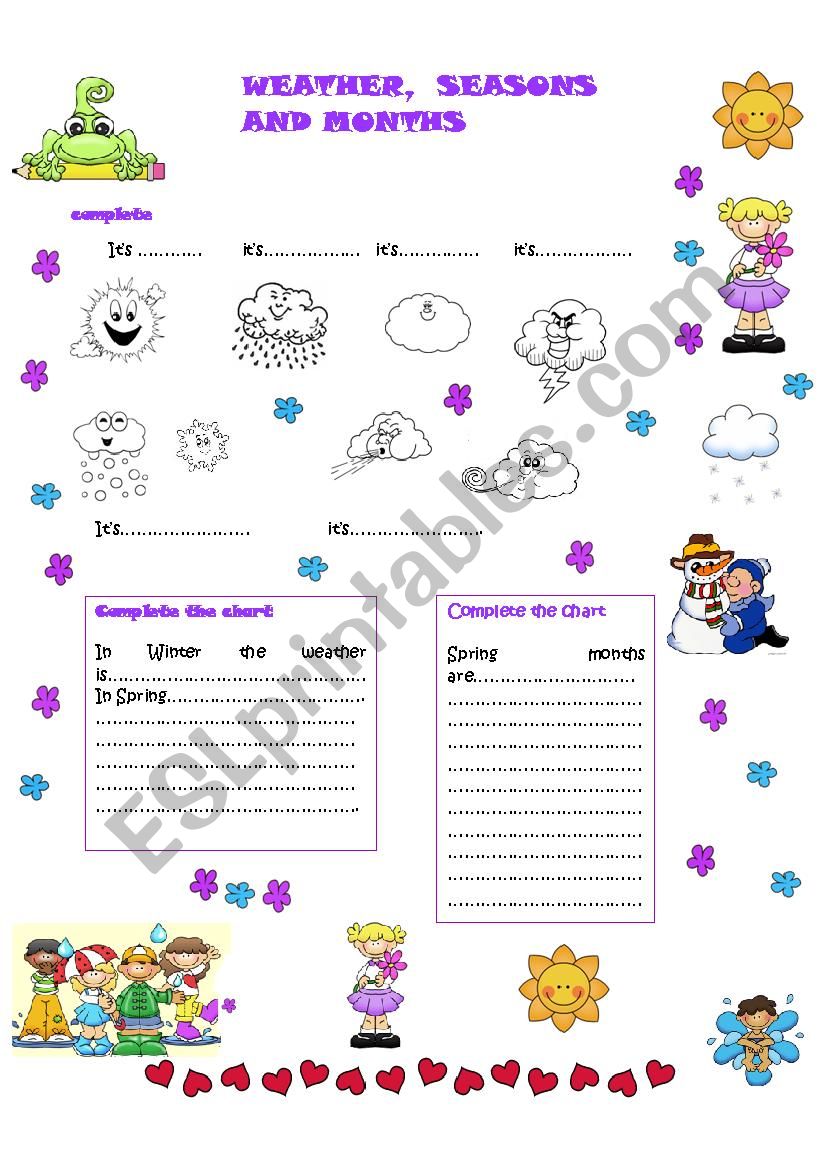 Weather,seasons and months worksheet