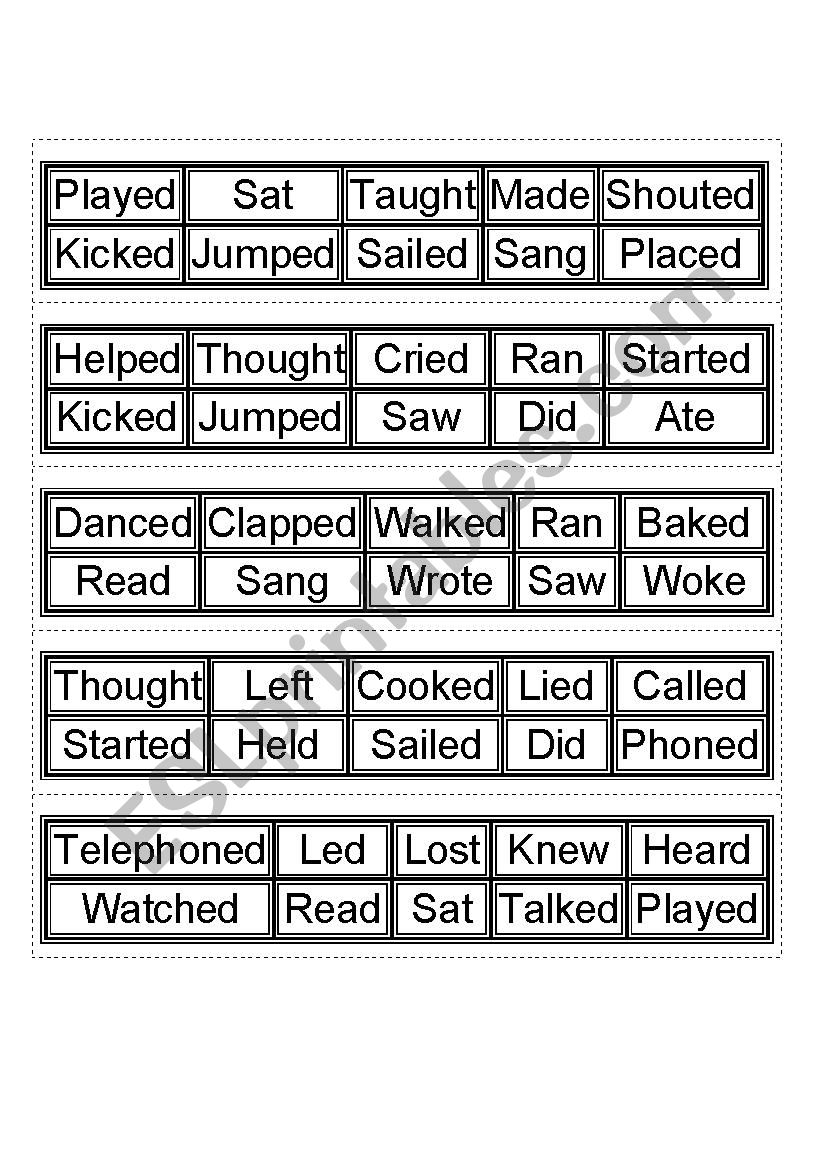Past Tense Bingo  worksheet