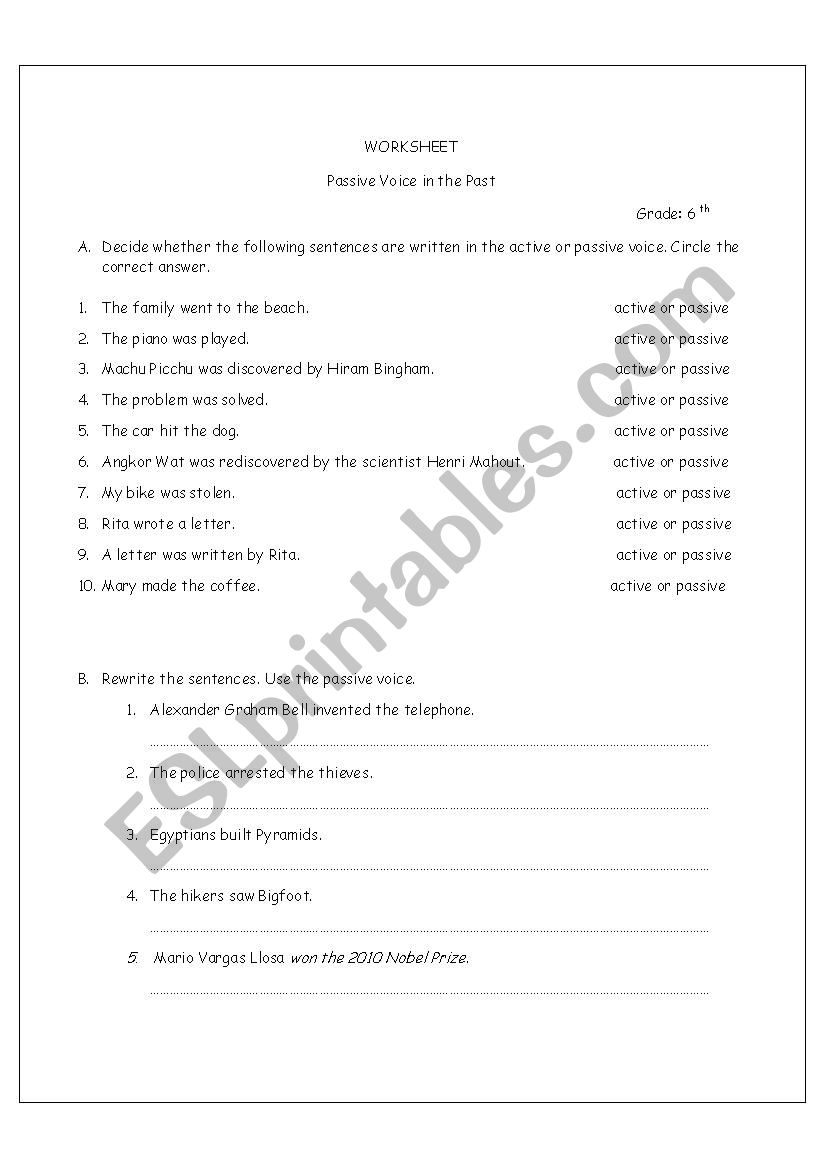 Passive voice worksheet