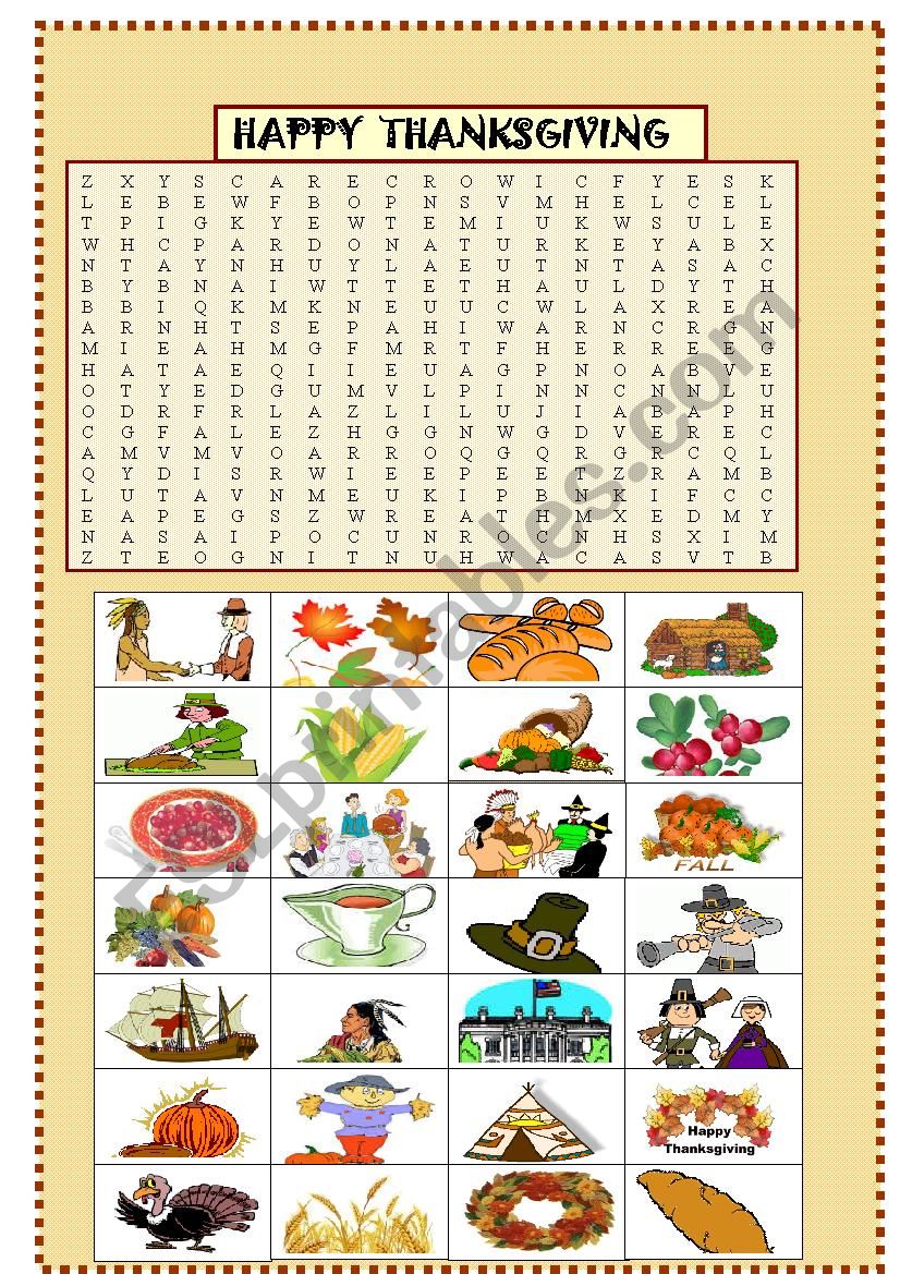 Thanksgiving : picture wordsearch