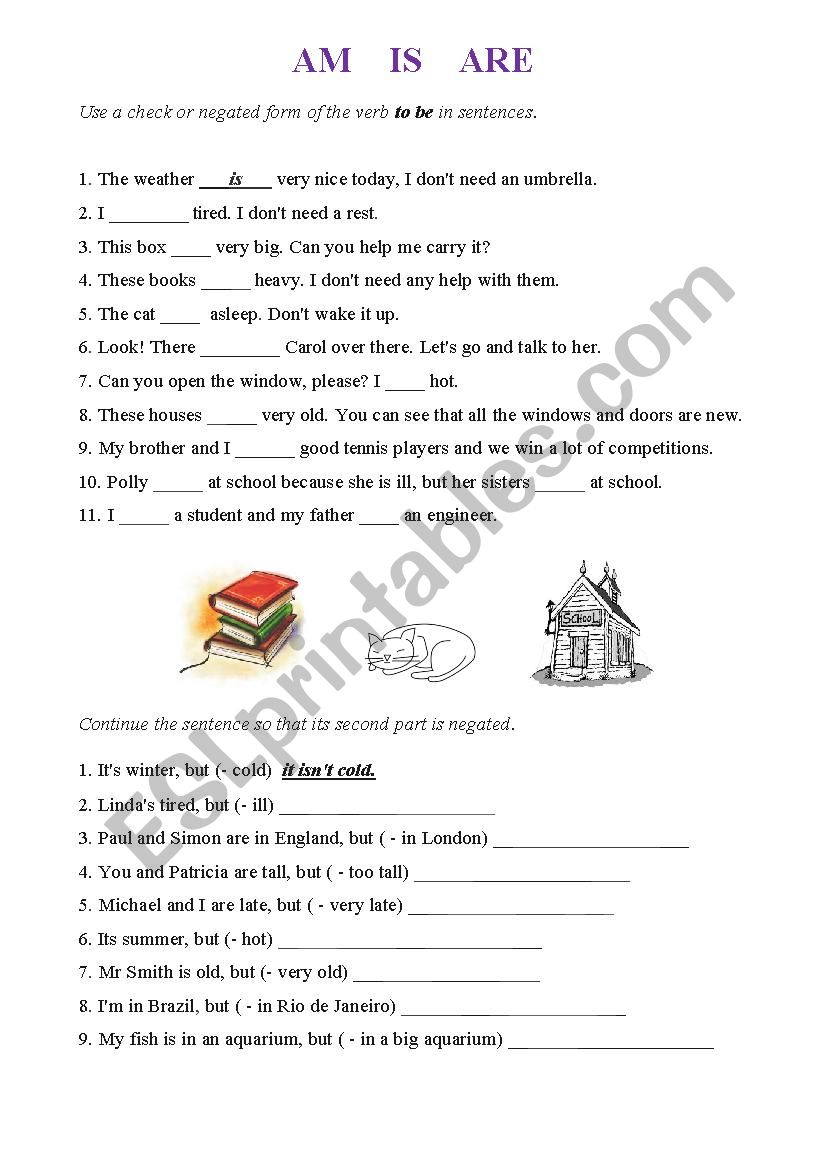 AM IS ARE worksheet