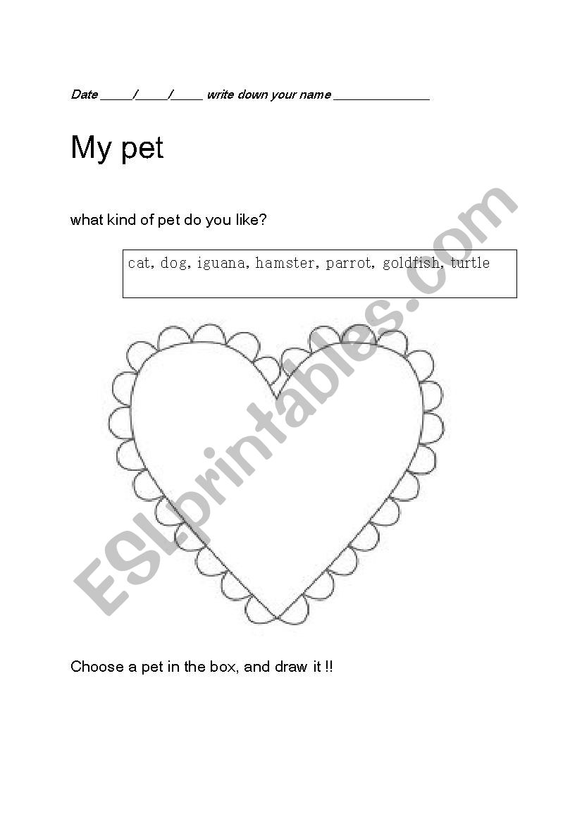 my pet worksheet