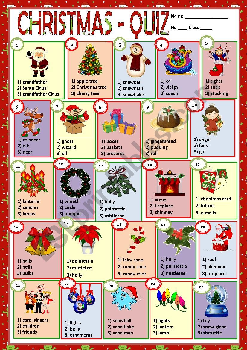 CHRISTMAS - MULTIPLE CHOICE worksheet