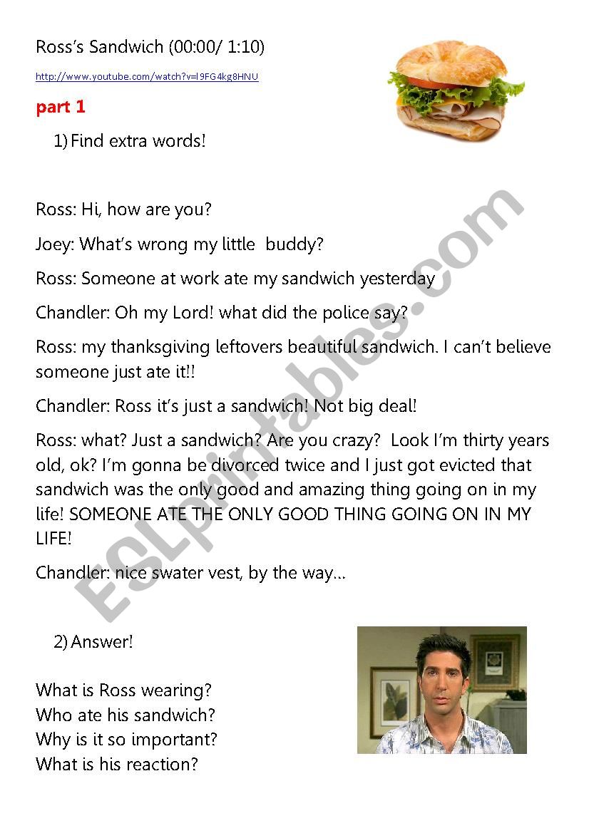 Rosss Sandwich  worksheet