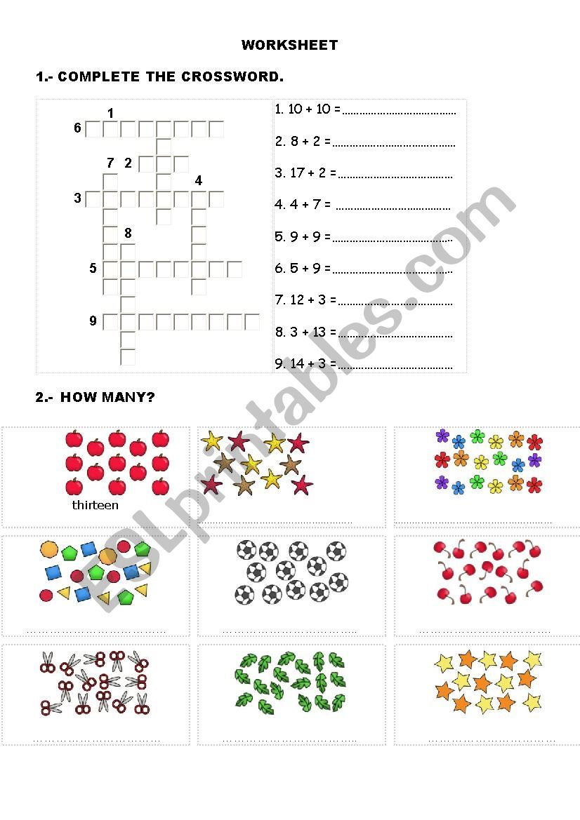 Numbers from 11 to 20 worksheet