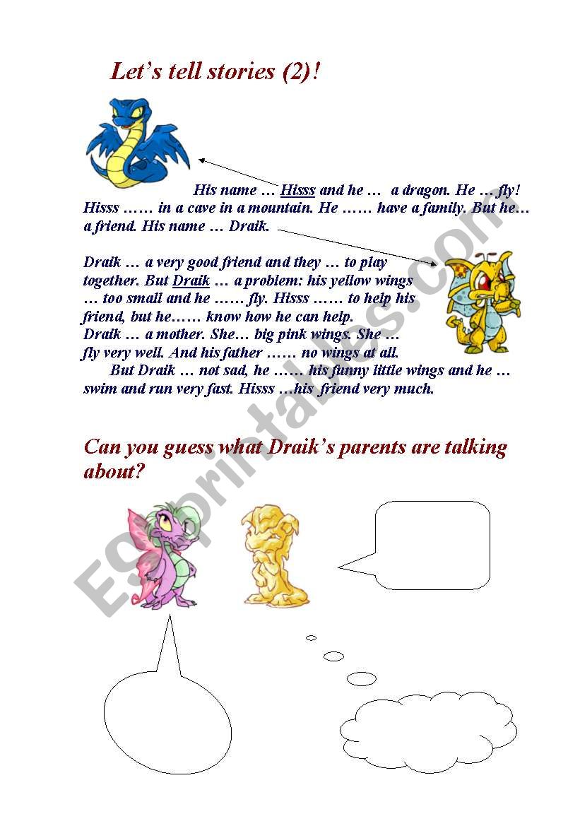 Lets tell stories 2 worksheet