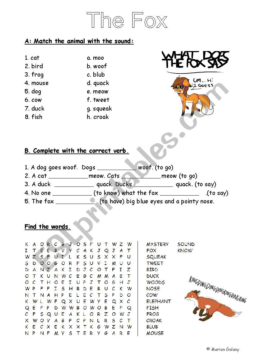 the fox (what did the fox say) song by Ylvis (2 pages)