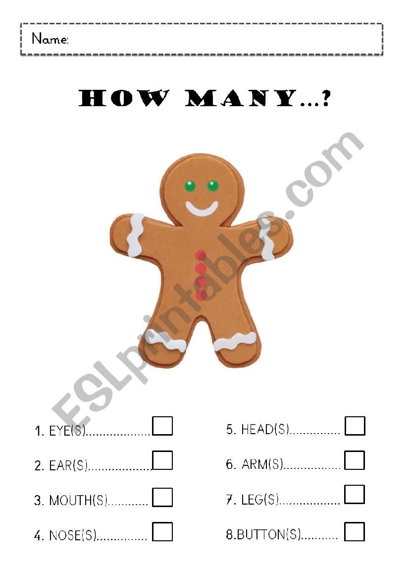Gingerbread Man - Body parts: How many...?