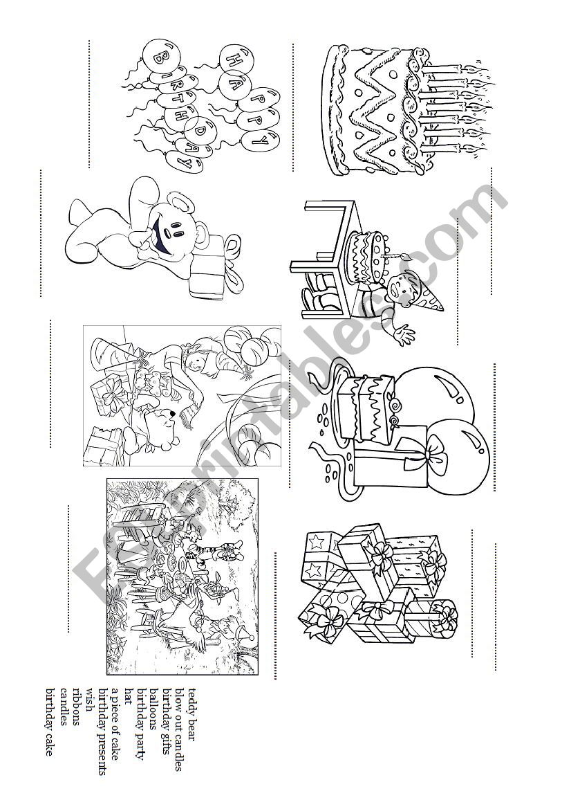 Birthday Vocabulary worksheet