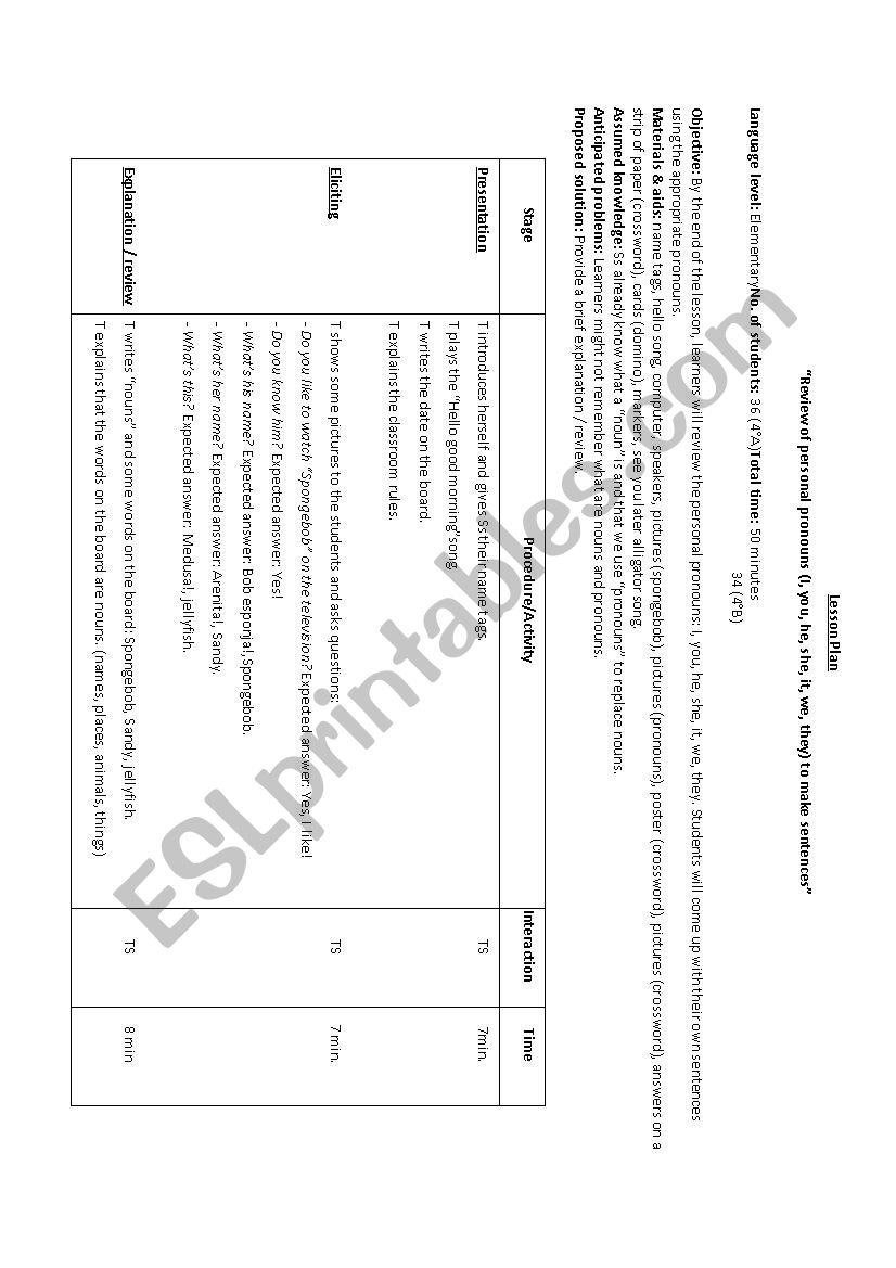 Personal Pronouns worksheet