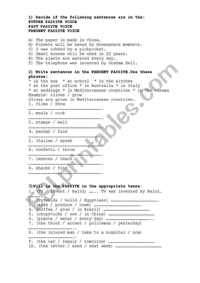 Passive voice Guide worksheet