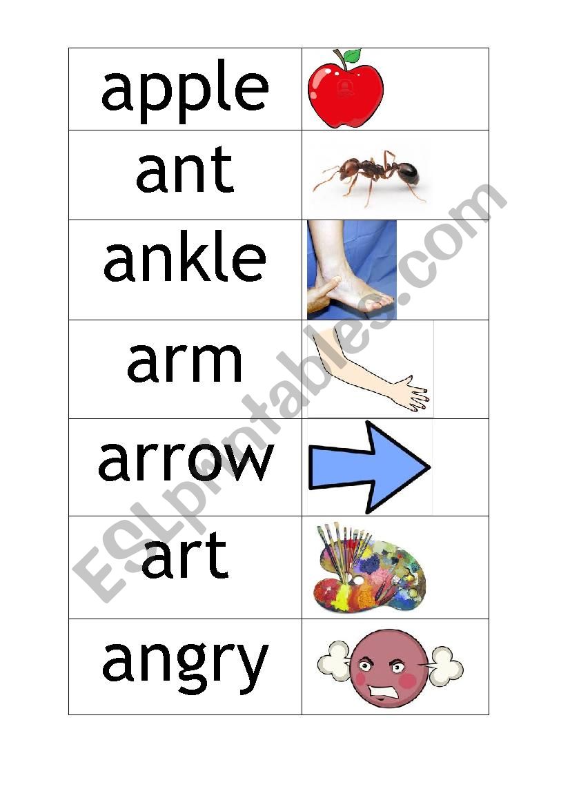 A flash cards worksheet