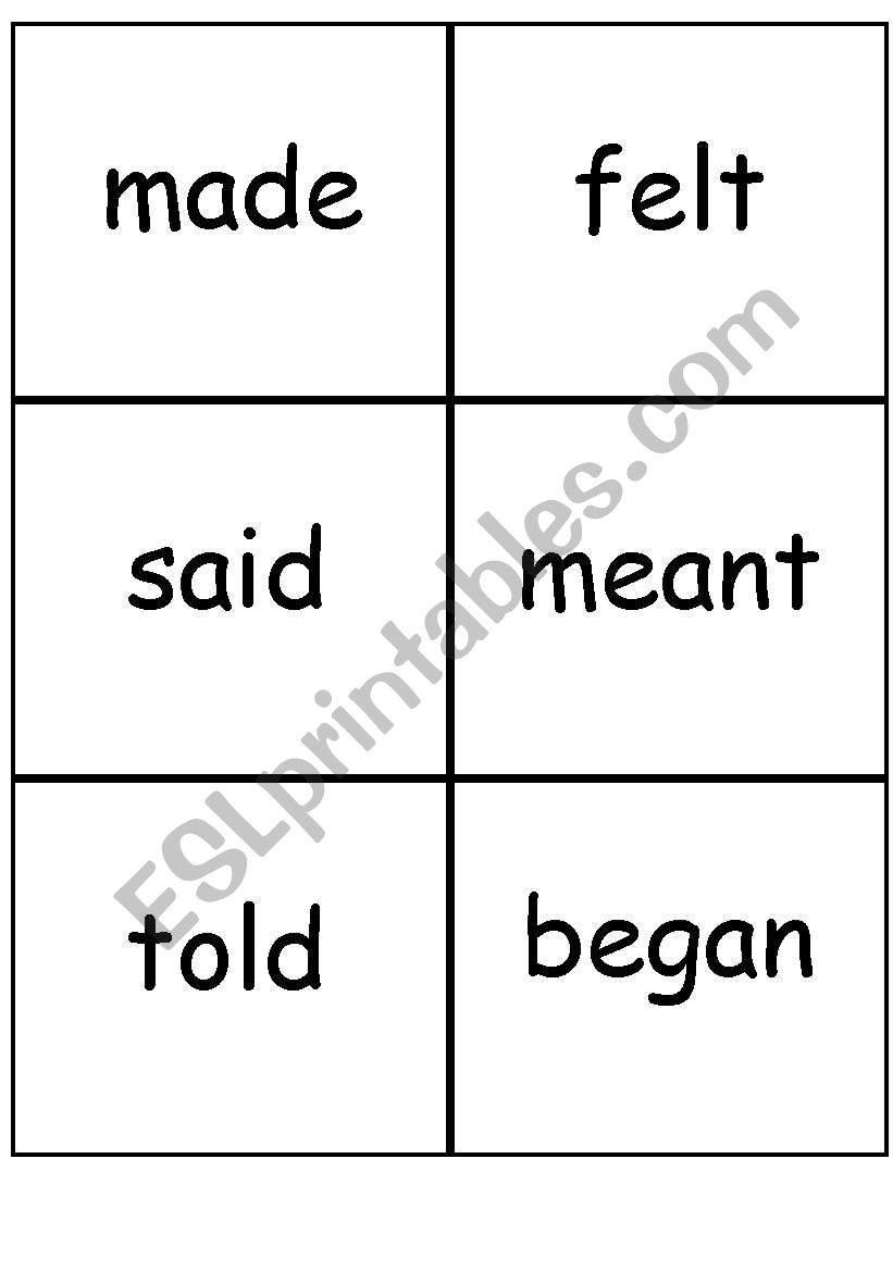 Memory game worksheet