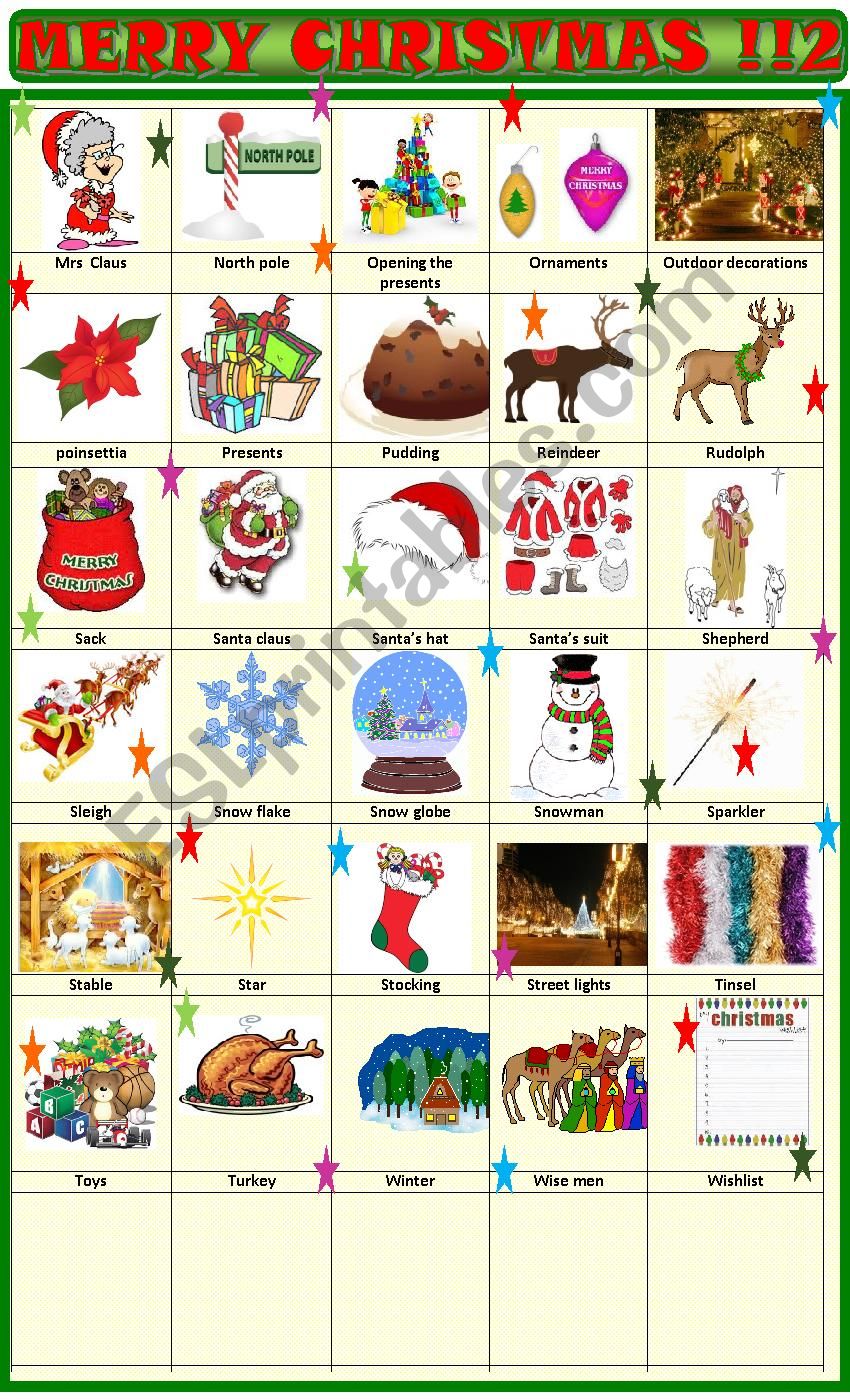 Merry Christmas :pictionary 2 worksheet
