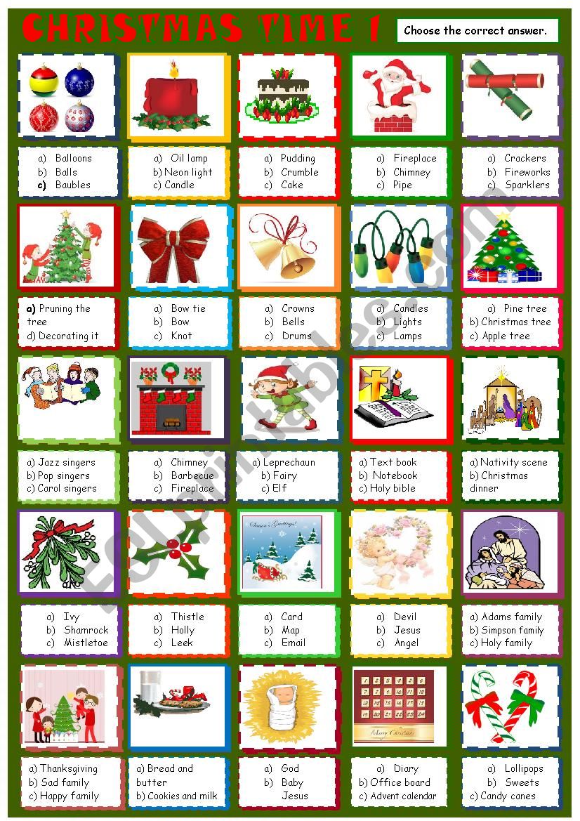 Christmas time :multiple choice activity 1