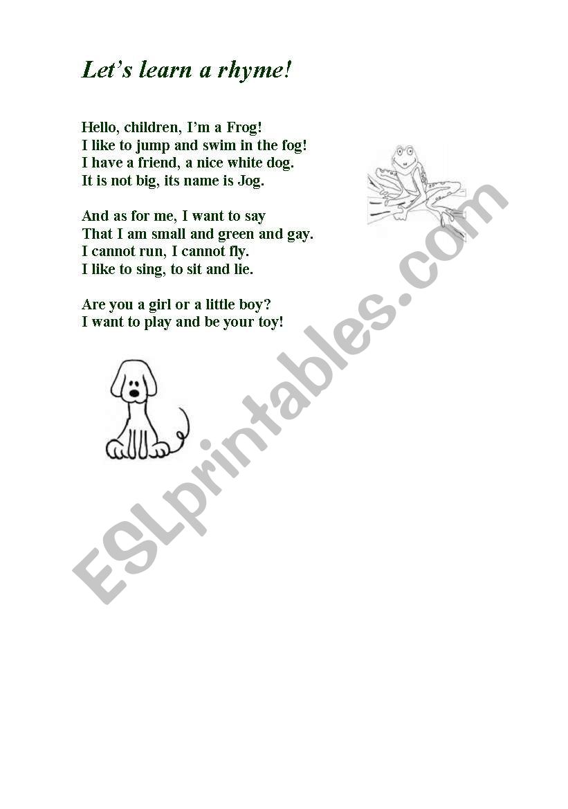 Funny frog worksheet