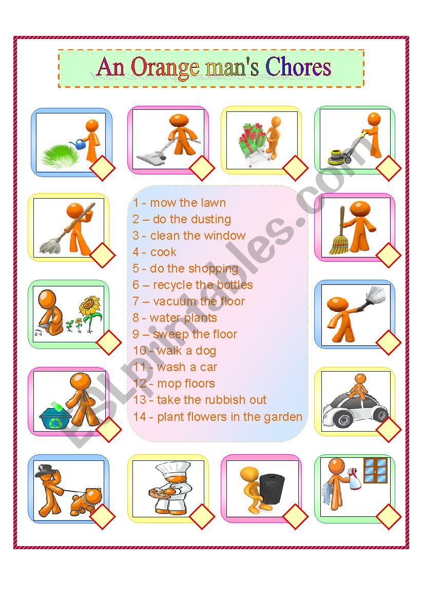 an orange mans chores worksheet