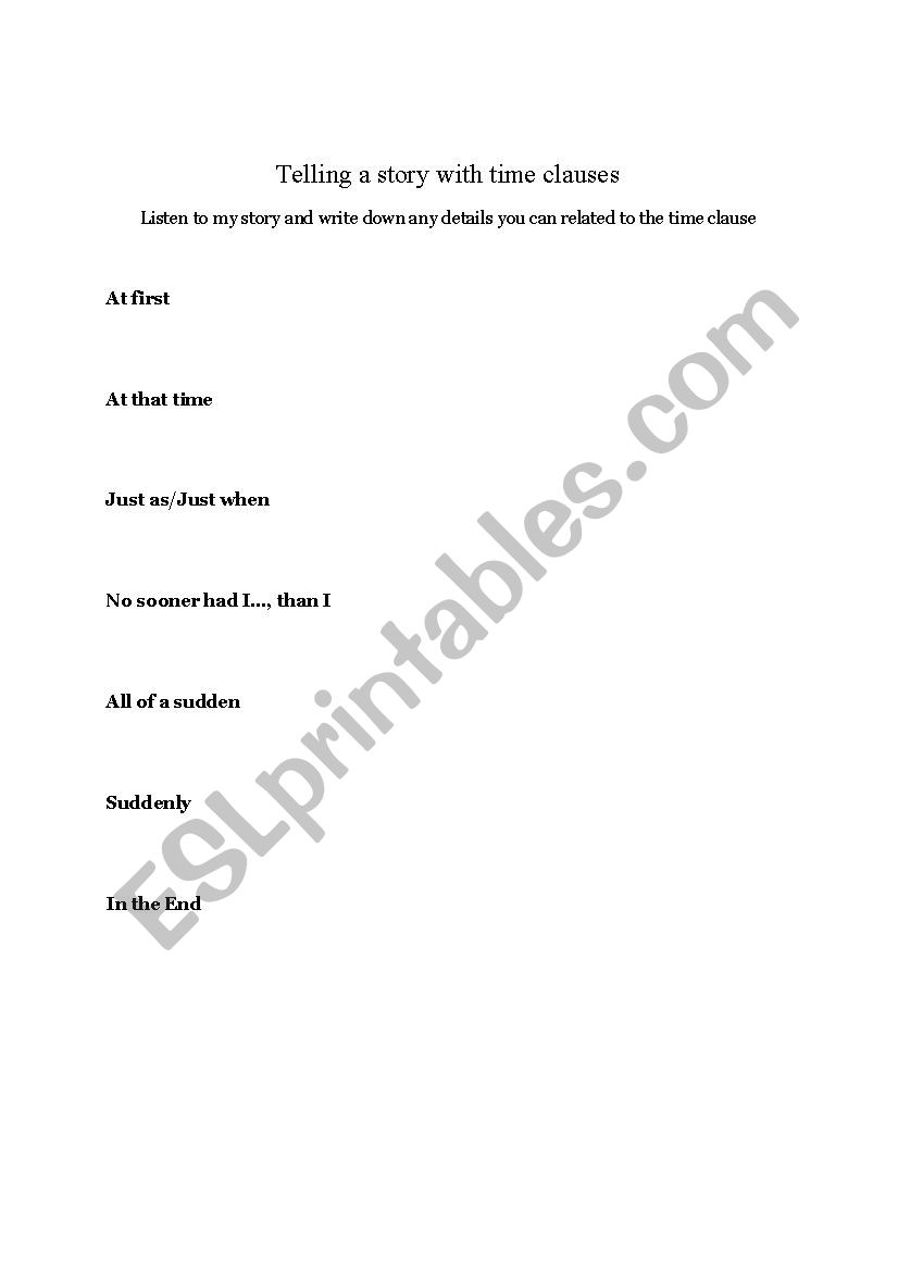 Telling a Story worksheet