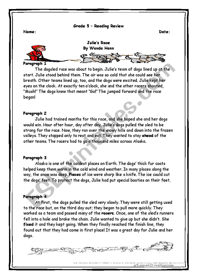 Reading Comprehension worksheet