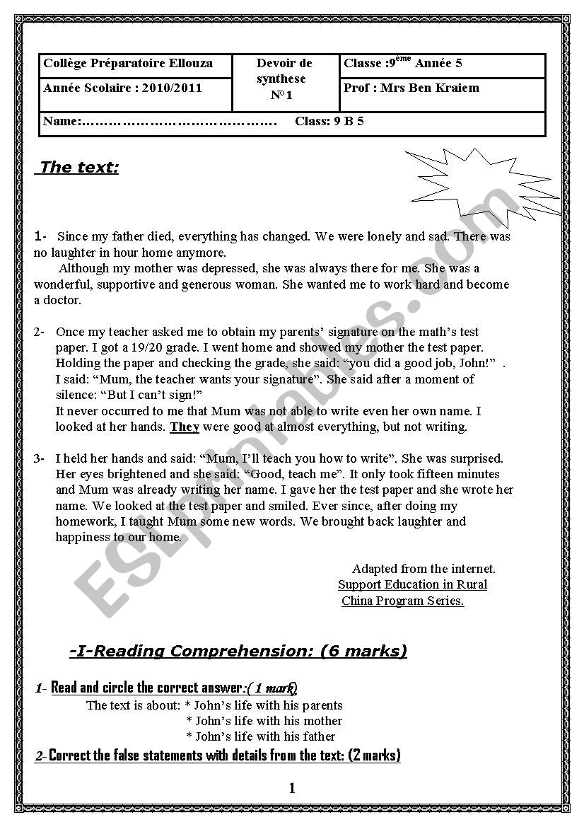 end of term test n1 worksheet