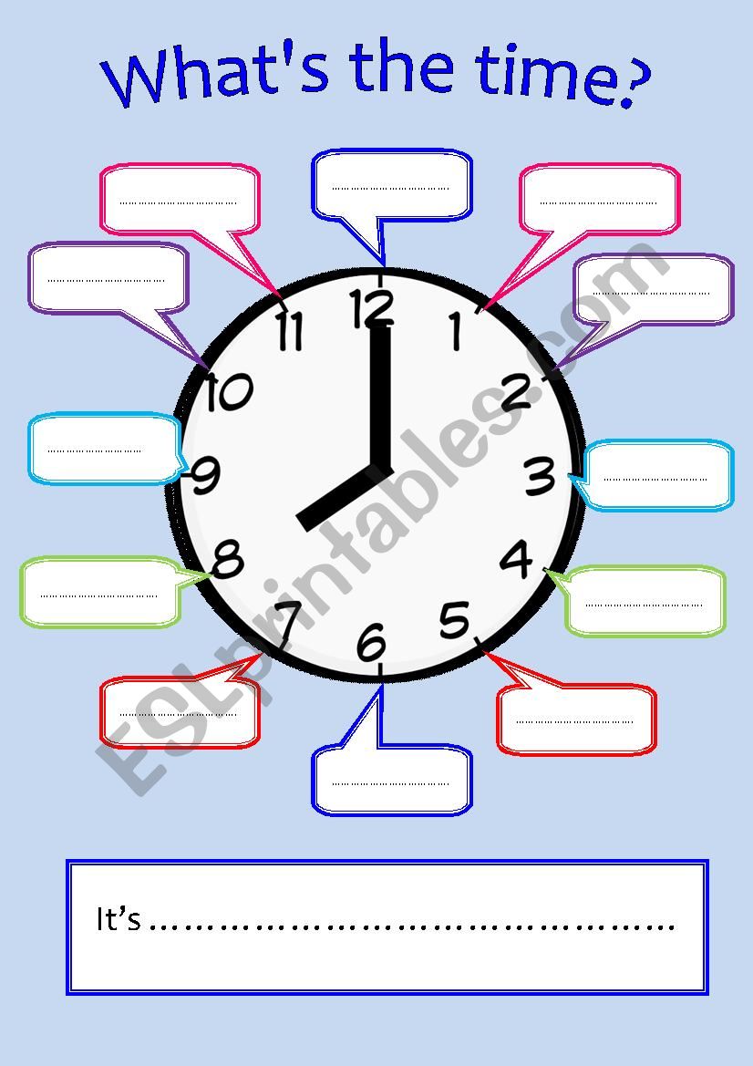 Blank clock worksheet