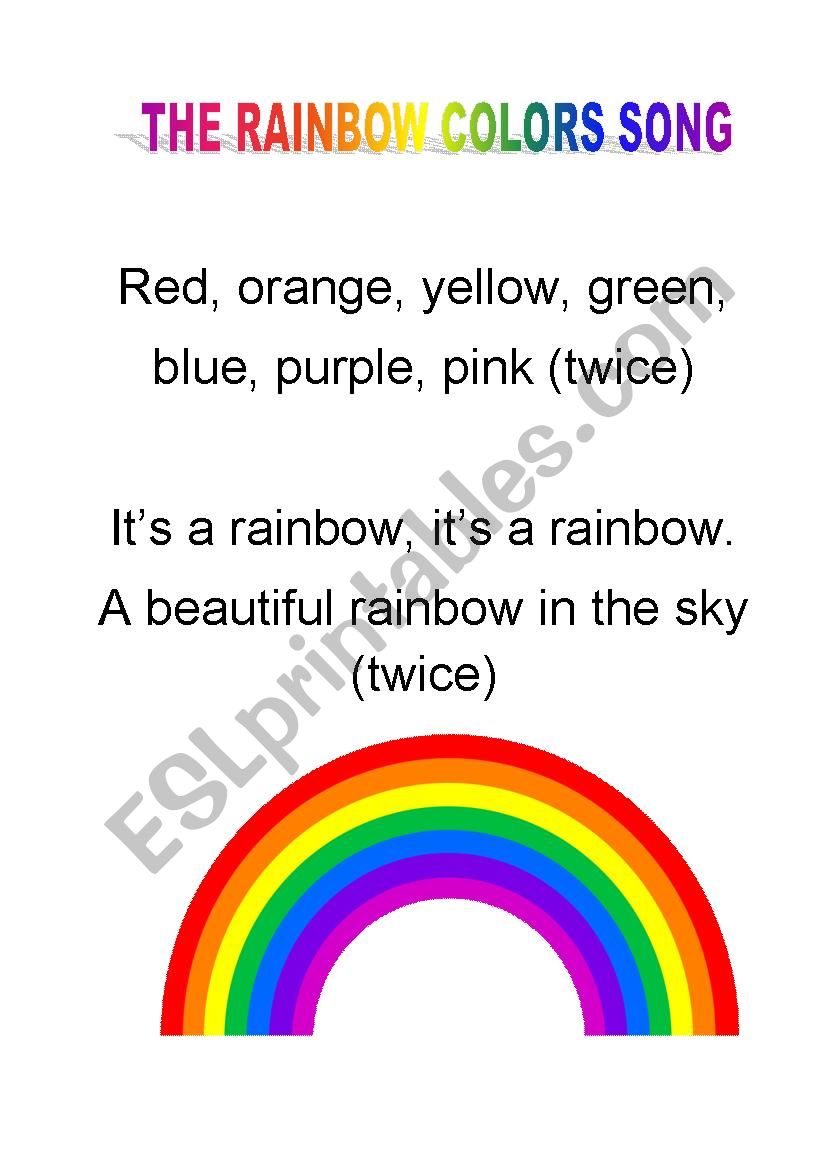 Rainbow Song worksheet