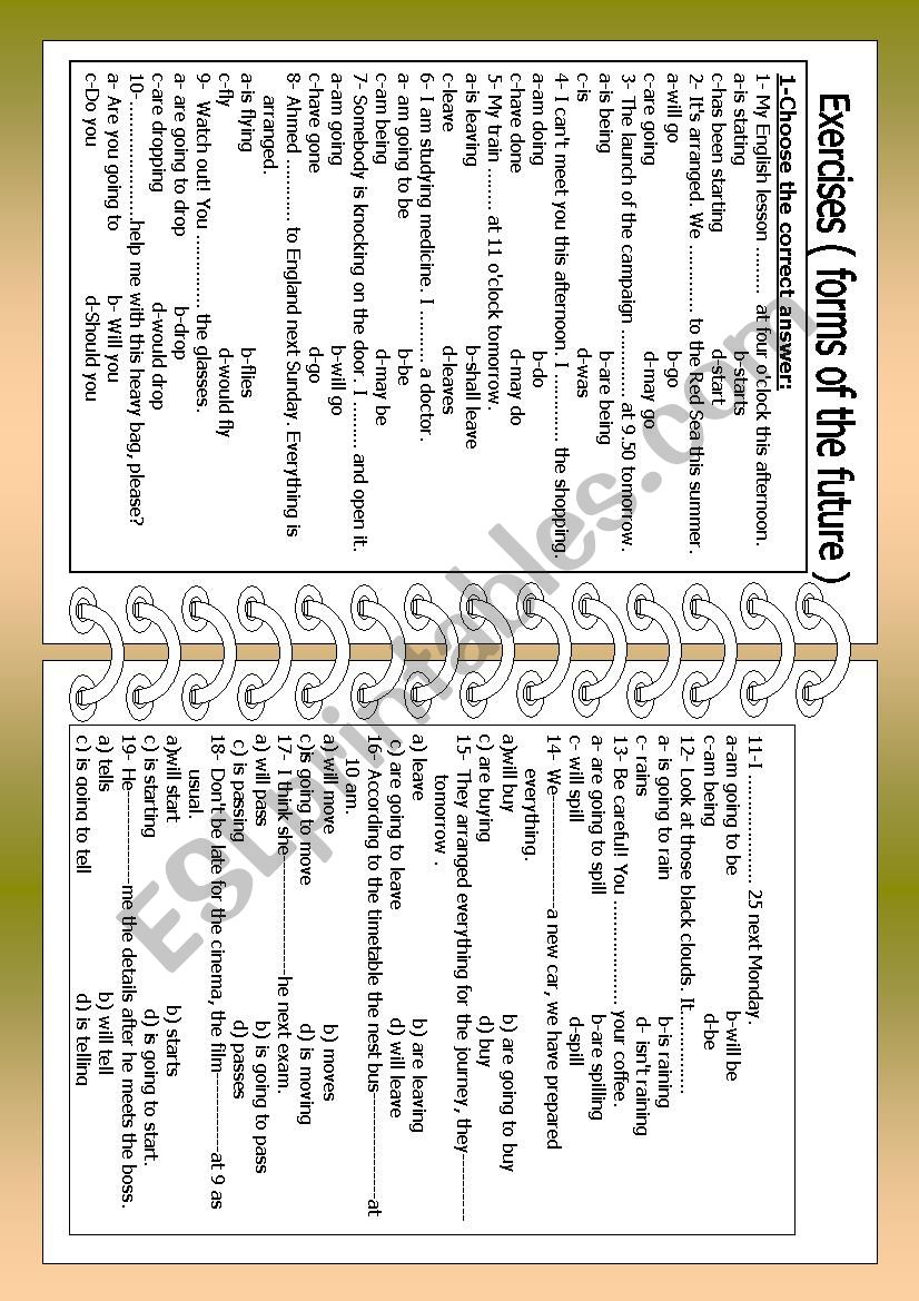Exercises on ( Forms of the Future )