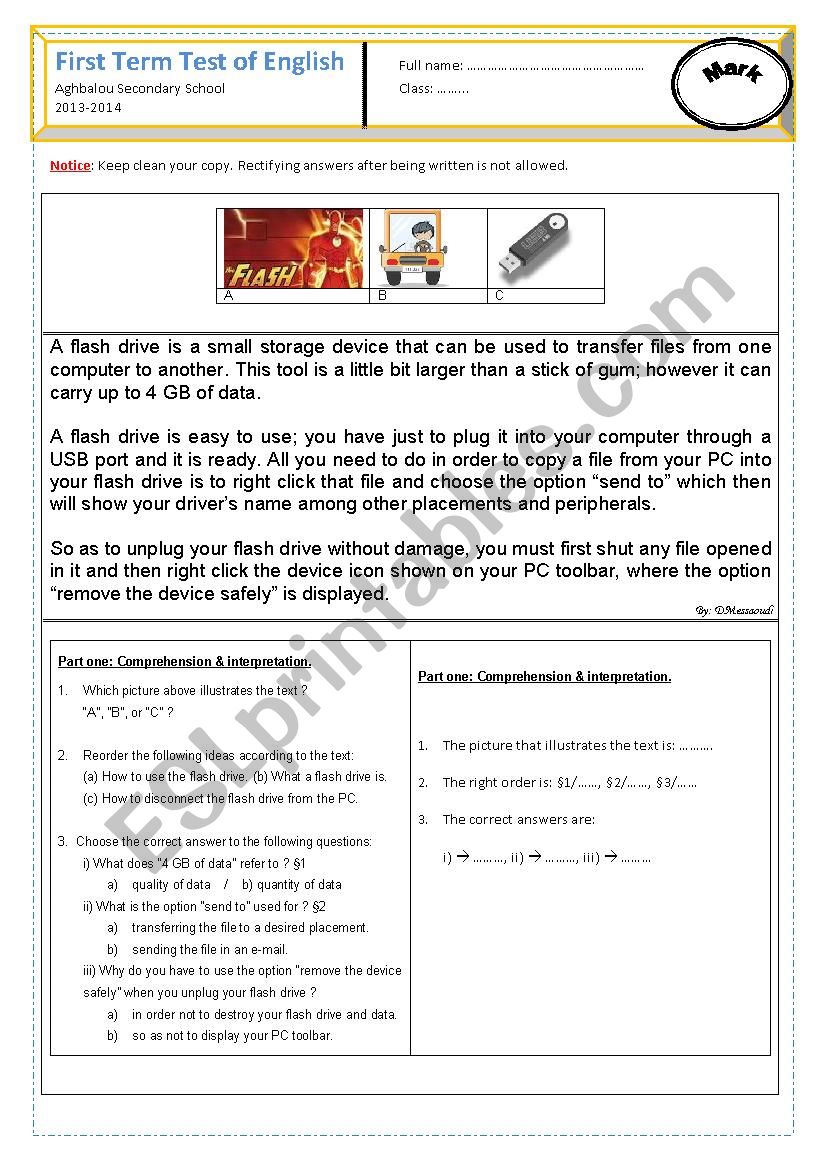 First Term Test of English (2013-2014)