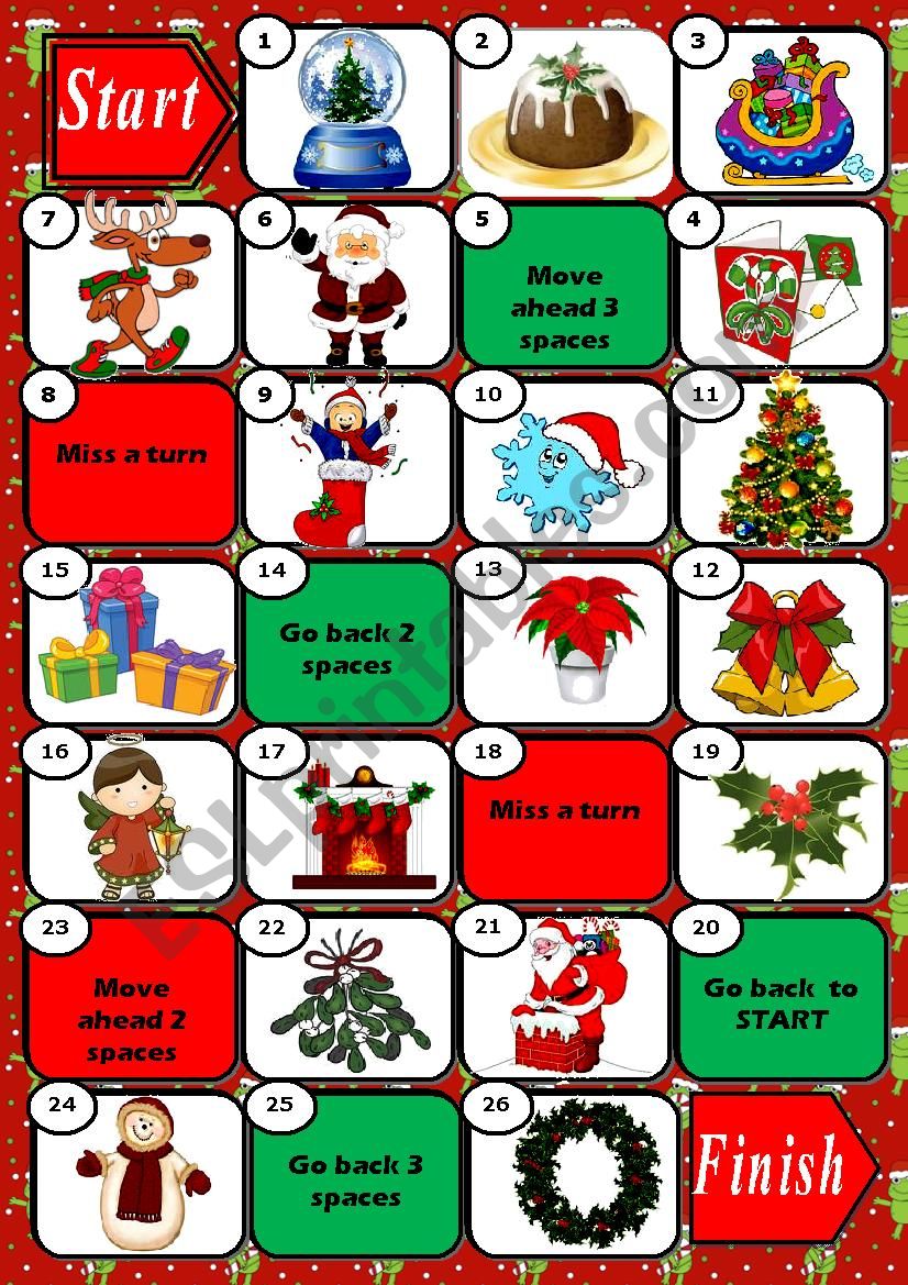 CHRISTMAS BOARD GAME - ESL worksheet by macomabi