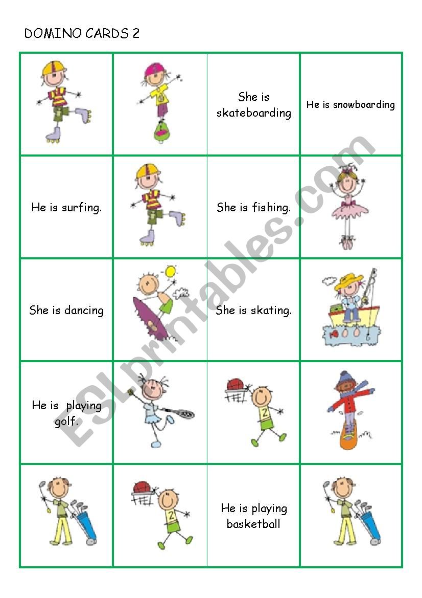 sports domino set  2 worksheet