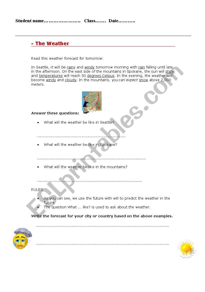 The Weather&the Future Tense worksheet