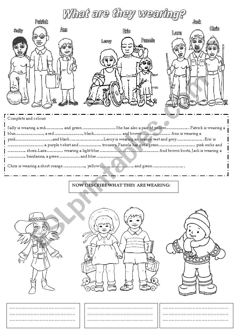 what are they wearing? worksheet