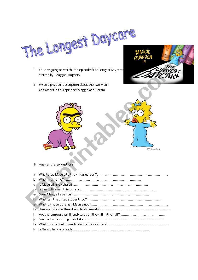 THE LONGEST DAYCARE worksheet
