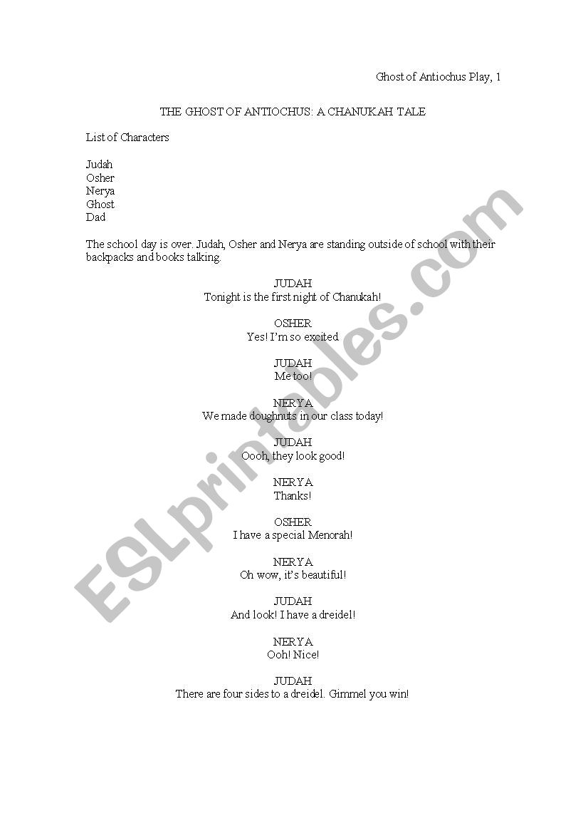 Hanukkah Play Number 2 worksheet