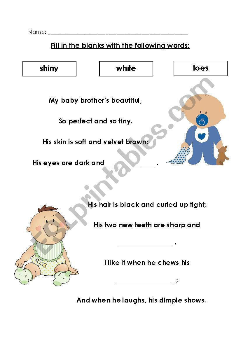 Poems about Siblings worksheet