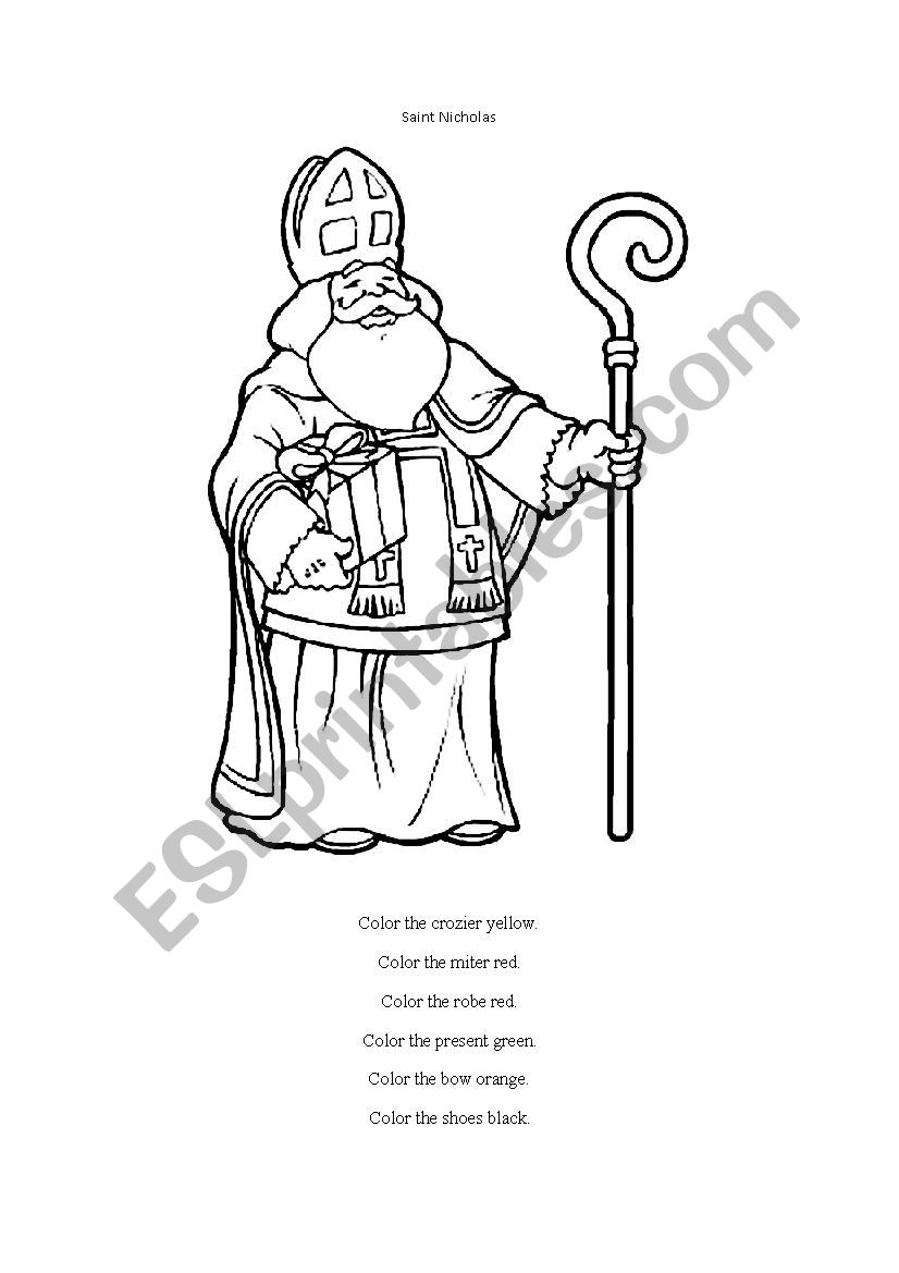 Colouring page Saint Nicholas worksheet