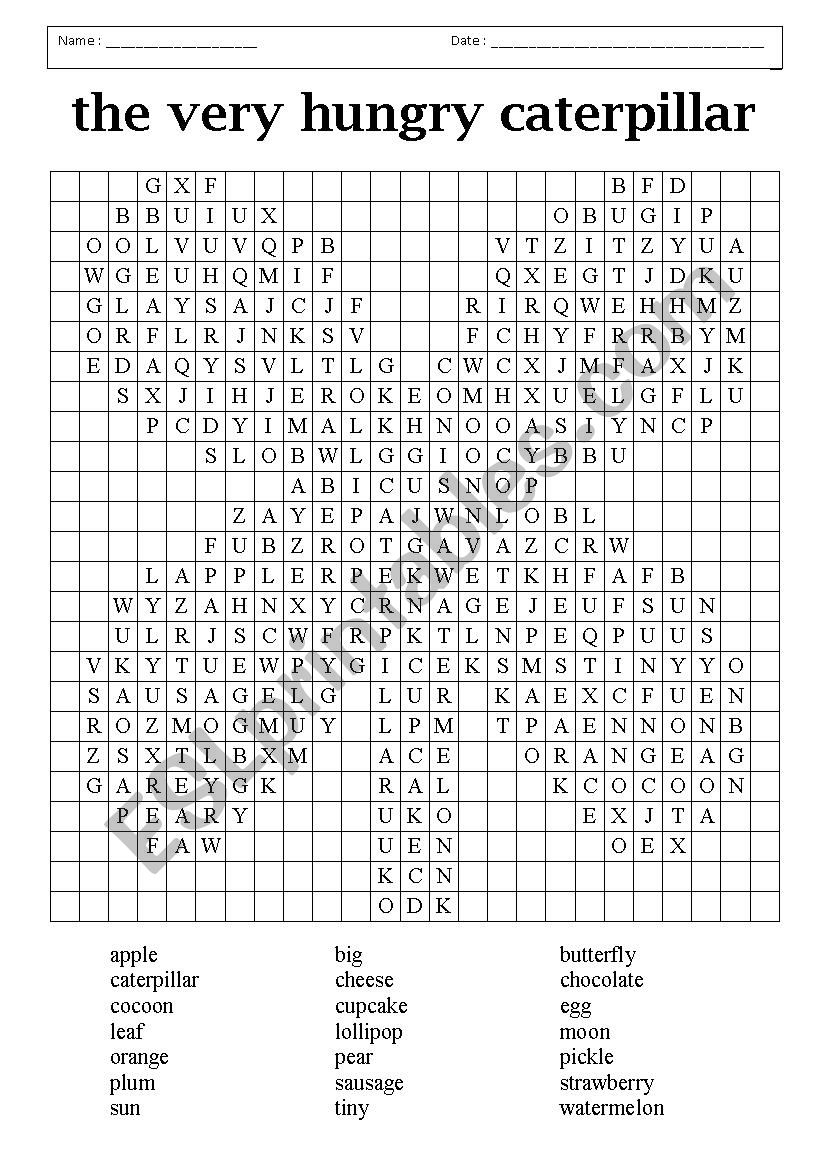 the very hungry caterpillar wordsearch