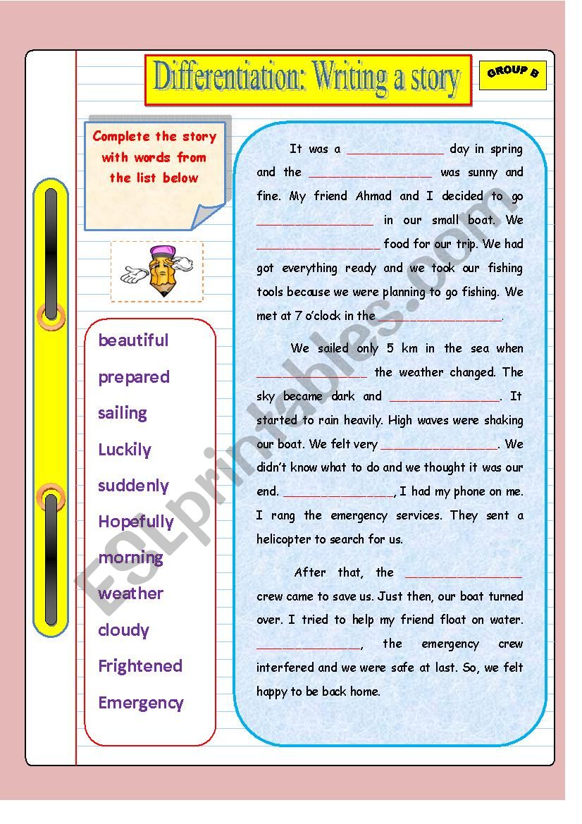 Writing a story (Group B) : Based on differentiated instruction