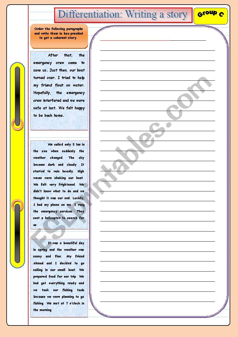 Writing a story (group c): based on differentiated instruction