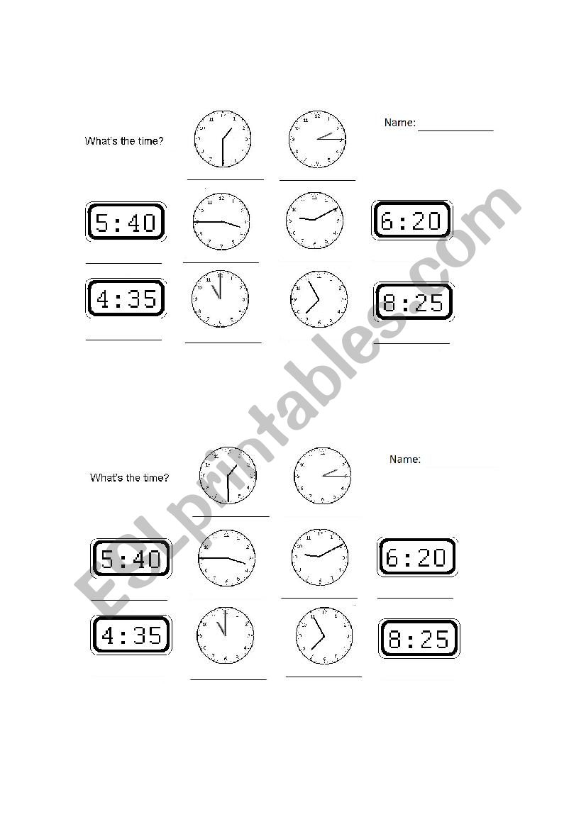 The Time worksheet